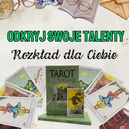 Odkryj swoje talenty zawodowe, książka Tarot Podstawy, talia kart tarota, rozkład kart, karty Wisielca i Głupca, przewodnik Tarocistki Agiatis.