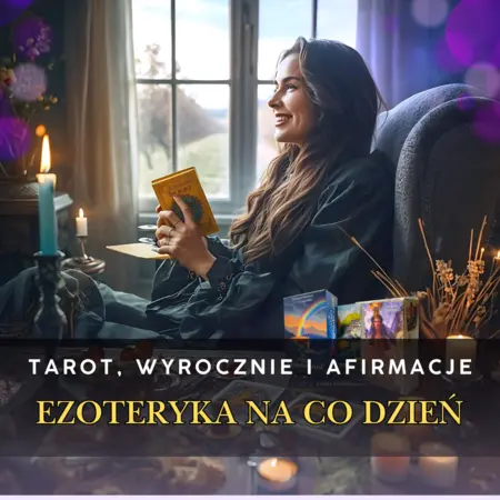 Kobieta czyta karty tarota przy świecach – codzienna magia i afirmacje.